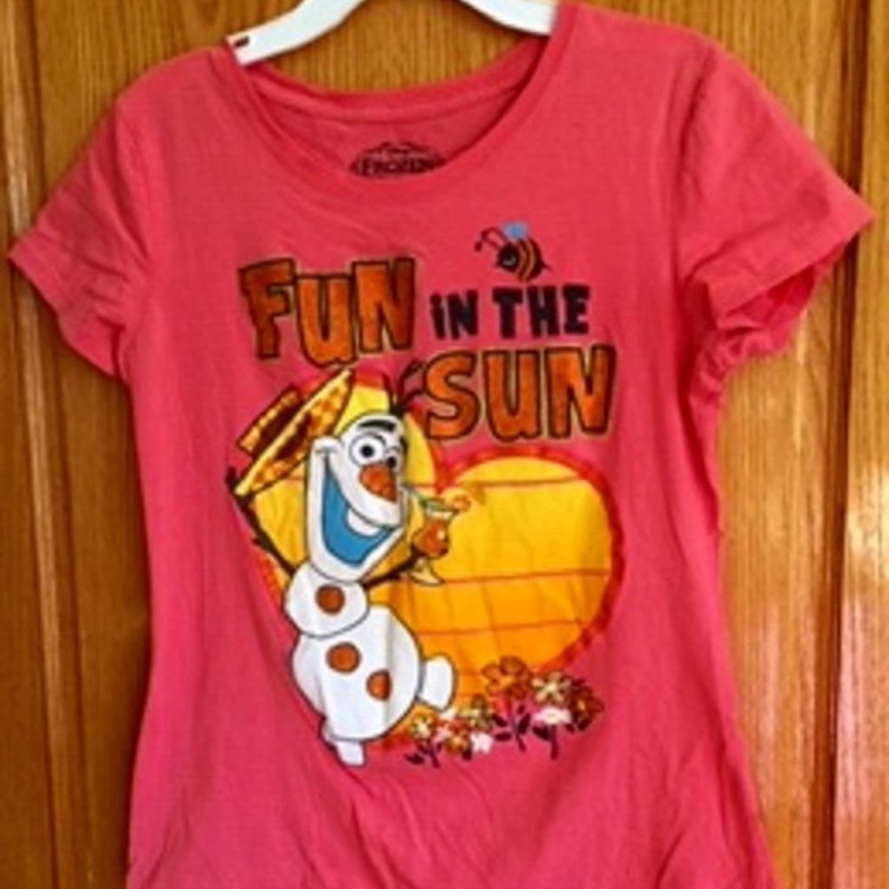 Girl's Disney Frozen Olaf Print Juniors Teens T-Shirt 100% Cotton Sz: XL